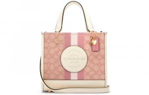 Сумка-шоппер Dempsey Canvas With Leather через плечо женская вишневый розовый COACH