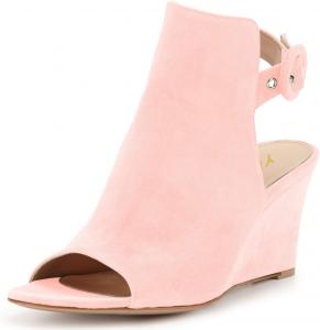 Женские элегантные босоножки на танкетке YDN с открытым носком, замшевые туфли на щиколотке с ремешком на пятке, обувь для вечеринок, Pink
