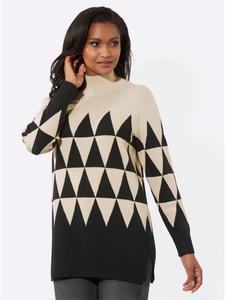 WITT WEIDEN Длинный свитер песочного и черного цвета с узором