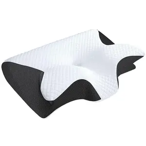 Подушка для шеи из пены с эффектом памяти, эргономичная ортопедическая подушка 2-в-1 для снятия боли в шее, поддерживающая подушка для сна на боку, спине и животе Slyrun