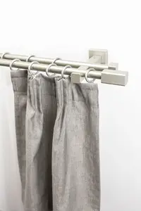 Карниз для штор GARESA "CUBUS", 2 направляющие, желаемая длина, комплект для штор, выдвижной, кнопка с квадратным концом, с кольцами 400 см, Ø 20 мм, цвет chromfarben