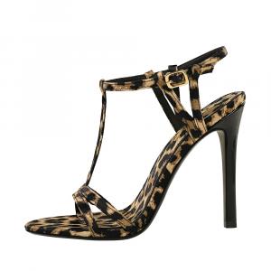 QITUMAUL Женские сандалии на одной застежке - леопардовый принт [Высота каблука 11 см], цвет Leopard Print[Heel Height 11cm]