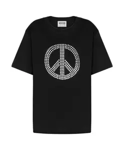 Футболка с короткими рукавами и символом мира Moschino, черный
