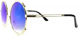 Женские дизайнерские солнцезащитные очки KISS с зеркальными линзами, увеличенного размера, круглой формы, Gold / Blue