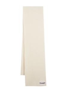 Jil Sander шерстяной шарф с нашивкой-логотипом, нейтральный цвет