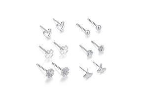 MISS TOOYA Серьги-гвоздики из стерлингового серебра для женщин