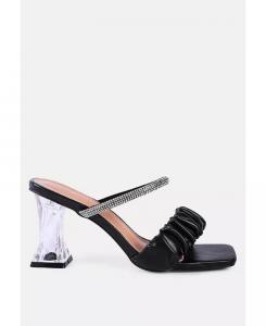 Босоножки Date в прозрачном каблуке со стразами London Rag, черный