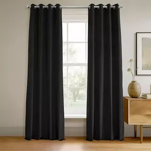 Теплая черная бархатная затемняющая штора с люверсами Half Price Drapes, black