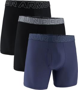 Мужские спортивные сетчатые трусы Under Armour Performance Tech Mesh, сплошные, 6 дюймов, 3 пары, Downpour Gray/Black/Blackl