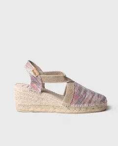 Женские блестящие плетеные эспадрильи на клиновидной подошве с резинками Toni Pons, многоцветный
