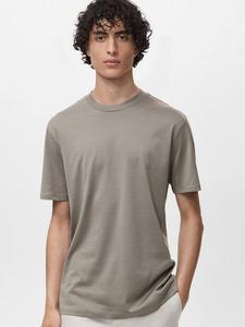 Футболка Bellow Cotton Regular Fit с круглым вырезом Mango, Grey
