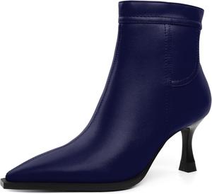 Женские ботильоны с каблуком-стилетто, заостренный носок, ботинки до щиколотки, сексуальные, осенне-зимние, короткие ботинки с молнией, каблук 2,5 дюйма Jaffamiraco, Navy