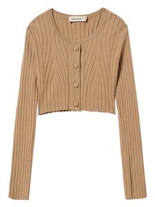 TWINSET Kids кардиган в рубчик, нейтральный цвет