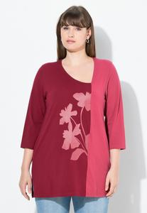 Топ Ulla Popken COLORBLOCK 3/4 SLEEVE GRAPHIC, Dark Cherry Red/Red
