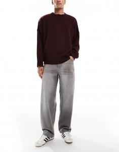 Джинсы ASOS DESIGN свободного кроя прямого кроя с эластичным кроем серого цвета