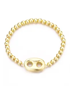 Браслет из эластичных бусин Mariner Link с покрытием из 14-каратного золота Adornia, gold