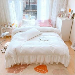 Generic Комплект постельного белья Princess белый свадебный с кружевными рюшами White