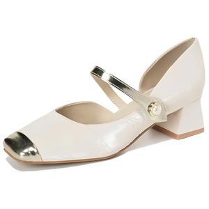 Туфли Мэри Джейн на массивном каблуке, женские, абрикосового цвета WEISHIBANGWEI, Apricot