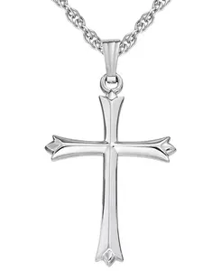 Ожерелье с кулоном в виде полированного креста с заостренным кончиком, 18 дюймов, из стерлингового серебра Macy'S, silver