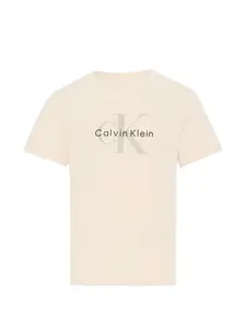 Футболка с логотипом Calvin Klein Kids, бежевый