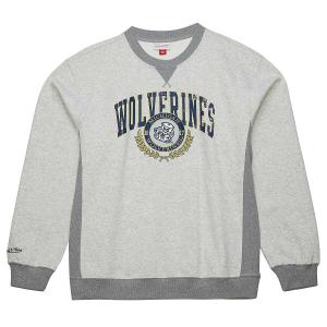 Свитшот NCAA MICHIGAN WOLVERINES PREMIUM FLEECE CREW Mitchell And Ness, цвет Grau