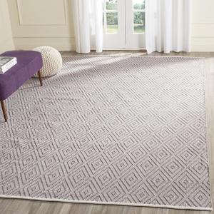 Ковер SAFAVIEH, 305 x 427 см, Montauk Collection, Grey & Ivory, ручной работы, хлопковый с узором Trellis, идеален для помещений с высокой проходимостью в гостиной, спальне (MTK811A)