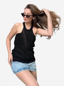 Bianco Lucci Вязаный топ черного цвета