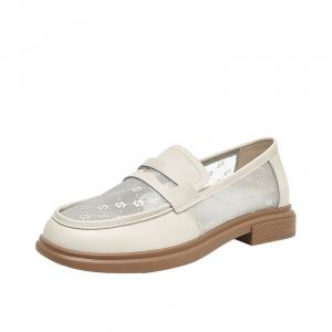 ZHR Лоферы женские бежево-черные