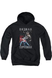 Батмен против Супермена: худи с разделением героев для молодежи Gildan, черный