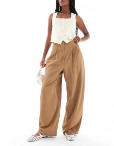 Брюки-бочонки Miss Selfridge, сшитые на заказ, табачного цвета