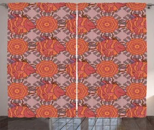 Штора ABAKUHAUS "Подводный рустик", "Рыбы, плавающие в море", универсальная ленточная штора для гостиной с петлями и крючками, 280 x 225 см, цвет: серый, розовый, темно-лососевый Abakuhaus