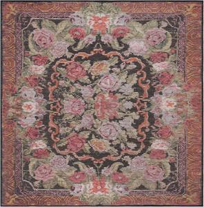 Ковер SAFAVIEH, 201 x 201 см, Washable коллекции Besarabian, Black & Sage Rust, цветочный дизайн, противоскользящий, идеально для гостиной, спальни, домашнего офиса, столовой (BES220Y)