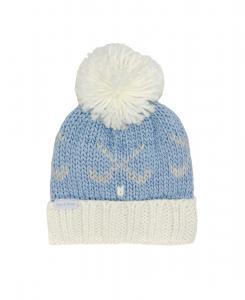 Детская шапка-ушанка для гольфа с помпоном Bits & Bows, Light blue/white