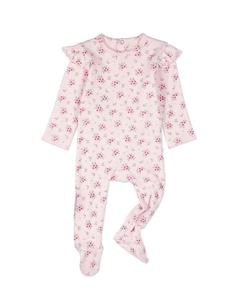 Детский комбинезон для девочек из хлопка с оборками на рукавах и цветочным принтом, из высококачественного хлопка MeMoi, Pink
