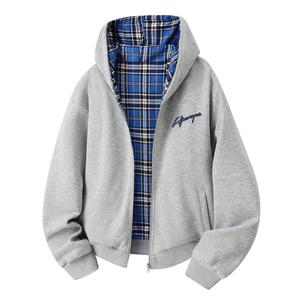 Толстовка Unisex Hooded Moderate Cardigan HUANQIU, серый plaid