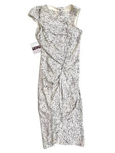 Шелковое платье с принтом в виде брызг чернил белого цвета Narciso Rodriguez