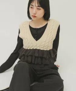 Жилет из трикотажа с оборками, растягивающимися в двух направлениях Kbf, цвет Beige And Other Colors