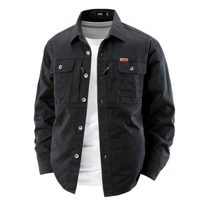 Рубашка Unisex Lapel Moderate Workwear Jeep, черный синий