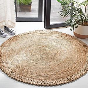Ковер SAFAVIEH, 153 x 153 см, Natural Fiber Collection, Natural, ручной работы в стиле бохо-ферма из джута, идеален для помещений с высокой проходимостью в гостиной, спальне (NF168A)