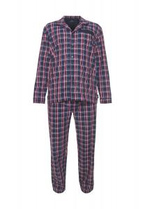 Мужская длинная клетчатая пижама с планкой на пуговицах и нагрудным карманом GÖTZBURG, цвет Blau Karo