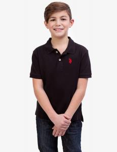 Футболка поло U.S. Polo Assn. Boys Solid Pique, черный