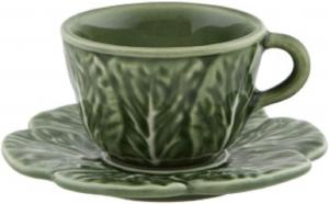Чашка кофейная с блюдцем Bordallo Pinheiro Cabbage, 80 мл, зеленый