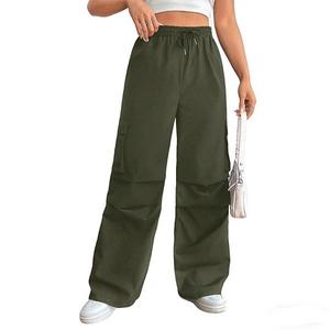 Женские карго-брюки с высокой талией, шнурком и широкими штанинами Clearflower, Army Green