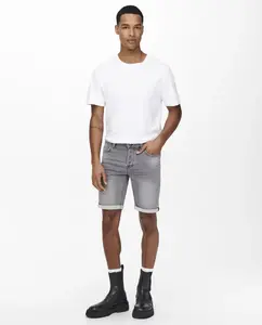 Серые мужские джинсовые шорты Only & Sons, светло-серый