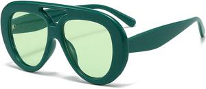 Овальные солнцезащитные очки с двойной перемычкой, модные женские солнцезащитные очки-пилот, стильные солнцезащитные очки для активного отдыха, мужские солнцезащитные очки 75506 Melrose, Green