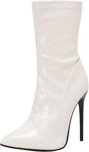 Женские ботильоны с острым носком, сексуальные ботинки на шпильке с молнией и однотонным цветом XIEPP, White