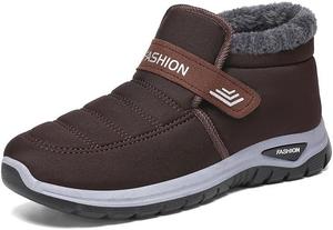 Мужские зимние ботинки Qacksv, снежные ботинки с теплой подкладкой из меха, ботинки до щиколотки, водонепроницаемые, нескользящие, утепленные для походов и работы, повседневные высокие зимние кроссовки для холодной погоды, Coffee