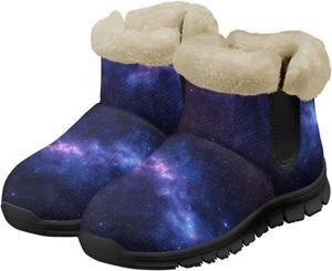 Twousenru Фиолетовые зимние ботинки на низком каблуке для женщин, легкие с утолщенной подошвой, для прогулок на улице с утепленной фланелевой подкладкой