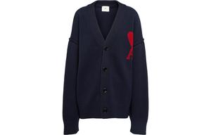 Ами Париз Логотип Детализированный Вязаный Кардиган AMIPARIS, Темно-синий