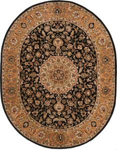 Ковер SAFAVIEH, 229 x 290 см, Classic Collection — овал, Black & Gold, ручной работы, традиционный восточный, шерстяной, идеален для помещений с высокой проходимостью в гостиной, спальне (CL762C)